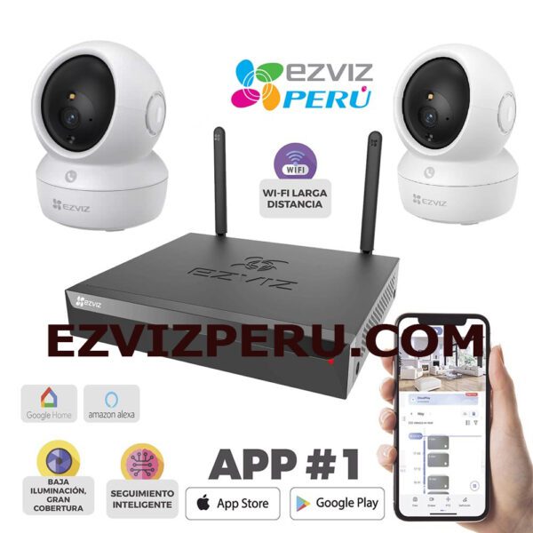 Kit 2 Camaras Wifi Ezviz Grabador  De 4 Canales /Movimiento 360 Grados / Disco duro /  Audio Bi direccional / Almacenamiento 30 dias