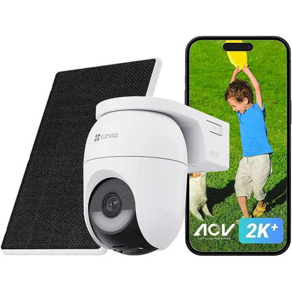 EZVIZ CB8C Kit Camara a bateria con panel Solar , 4 Megapixeles ,360 Grados , Audio Bidireccional , WiFi ,Bateria  5200MaH