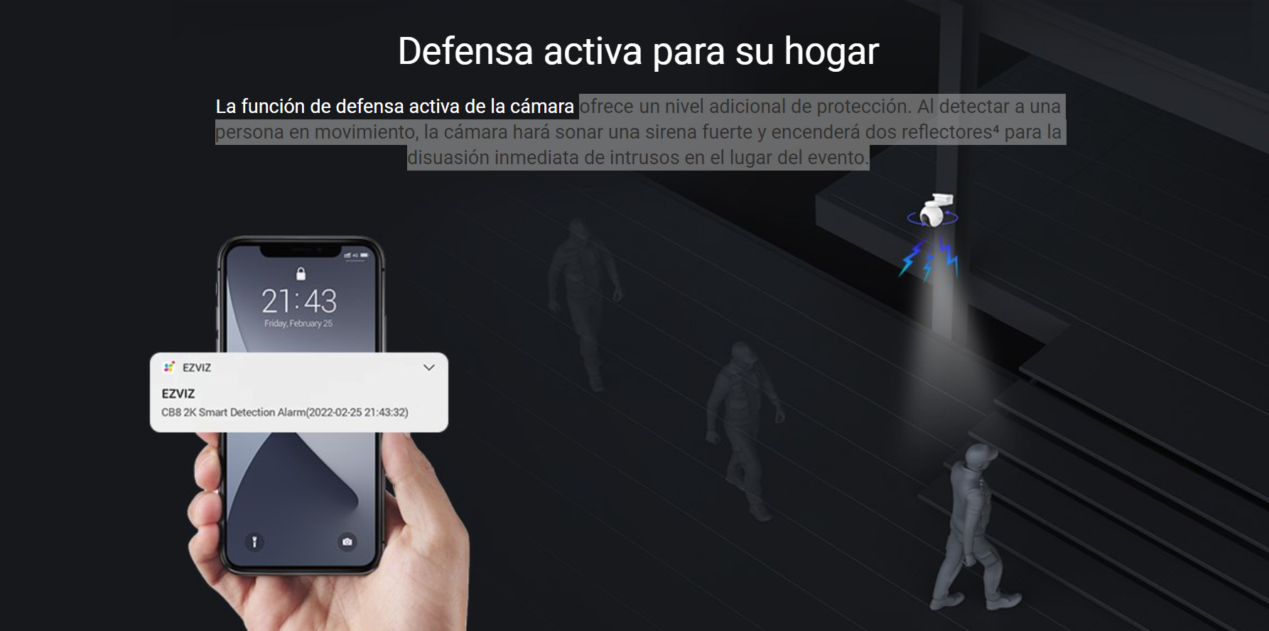 Defensa activa con sirena y luces de la EZVIZ CB8